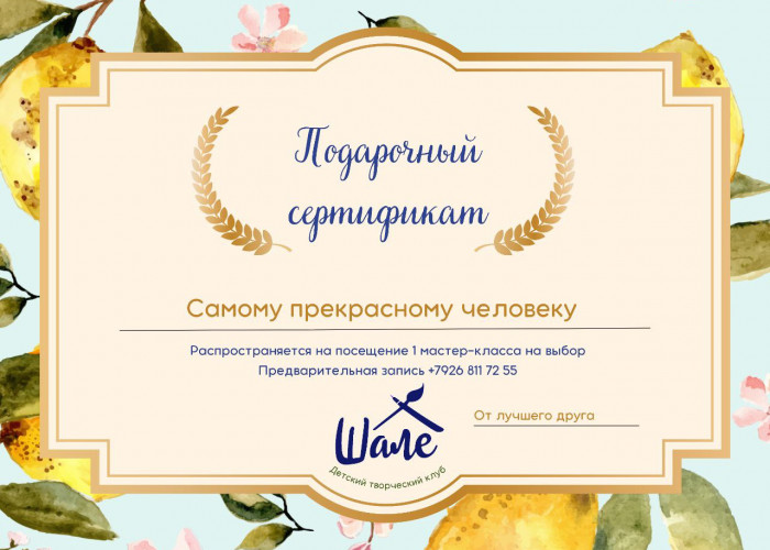"Шале" детский городской творческий лагерь в Измайлово Подарочные сертификаты Шале